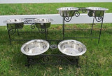DOG CAT FEEDER Elevated Wrought Iron Pet Food Water Bowl Stand