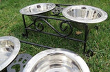 Dishes, Feeders & FountainsDOG CAT FEEDER Elevated Wrought Iron Pet Food Water Bowl StandanimalboxSaving Shepherd