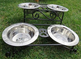 Dishes, Feeders & FountainsDOG CAT FEEDER Elevated Wrought Iron Pet Food Water Bowl StandanimalboxSaving Shepherd