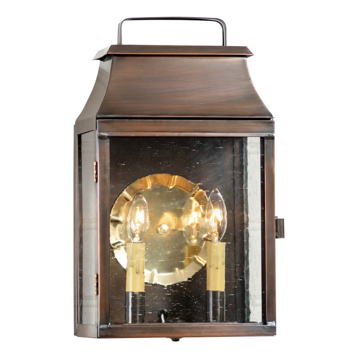 VALLEY FORGE OUTDOOR WALL LIGHT - Solid Antique Copper 2 Bulb Lantern