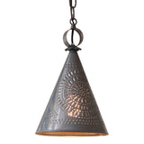 STURBRIDGE PENDANT - Punched Tin Witch's Hat Cone Down Light