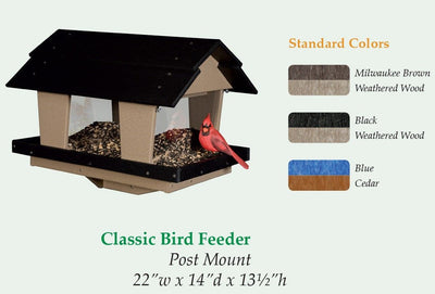 Bird FeederLARGE CLASSIC BIRD FEEDER with Deluxe Tray & No Blind Spots - Custom Recycled Polybirdbird feederSaving Shepherd