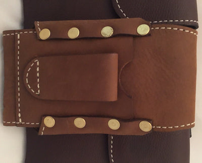 Handtooled LeatherHANDMADE LEATHER PHONE CASE & WALLET Brown Belt Holster with Stud ClosureAmishAppleSaving Shepherd