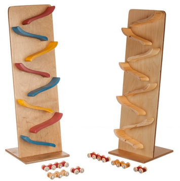 Wooden & Handcrafted ToysLARGE TRAIN ROLLER FLIP TRACK - Amish Handmade Classic Wood Toy with 2 Cars/TrainschildrenchildrensSaving Shepherd