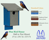 BirdhouseAmish Handmade BLUEBIRD HOUSE - 100% Recycled Poly Post Mount Birdhousebirdbird feederSaving Shepherd