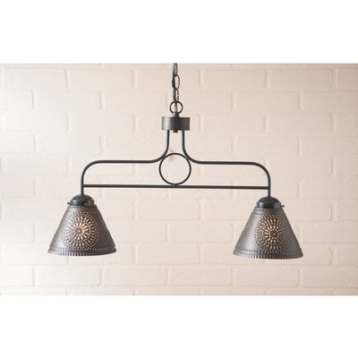 Country LightingWROUGHT IRON BAR ISLAND LIGHT Handcrafted Hanging Fixture with Punched Tin Shades in 2 FinishesbarcandelabraSaving Shepherd