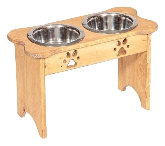 Wooden Pet Food Bowl Holder  Holds 4 Half Pint Pet Bowls