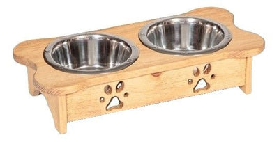 Handcrafted for PetsDOG BONE FEEDER - Finished Pine Wood Elevated Food & Water Stationamish handmadeCatSaving Shepherd