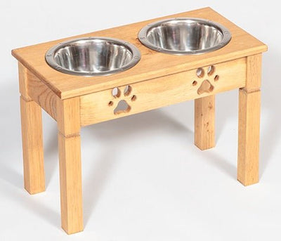 Handcrafted for Pets"TABLE TOP" DOG FEEDER - Finished Pine Wood with Paw Print Bowlsamish handmadeCatSaving Shepherd