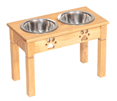 Handcrafted for Pets"TABLE TOP" DOG FEEDER - Finished Pine Wood with Paw Print Bowlsamish handmadeCatSaving Shepherd