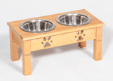 Handcrafted for Pets"TABLE TOP" DOG FEEDER - Finished Pine Wood with Paw Print Bowlsamish handmadeCatSaving Shepherd