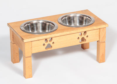 Handcrafted for PetsELEVATED DOG FEEDER - Unfinished Pine Wood Food & Water StationCatDogSaving Shepherd