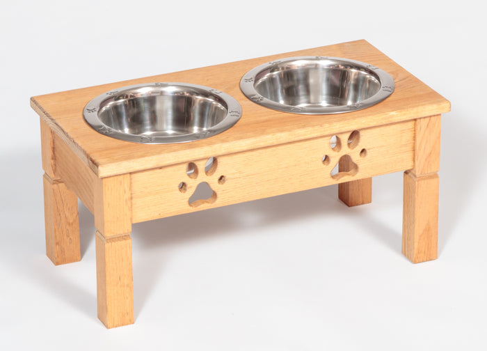 Handcrafted for Pets ELEVATED DOG FEEDER - Unfinished Pine Wood Food & Water  Station – Saving Shepherd