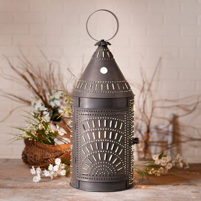 Country LightingPUNCHED TIN LANTERN TABLE LAMP Handcrafted 27" Blacksmith's Light with Chisel PatternlanternlightSaving Shepherd