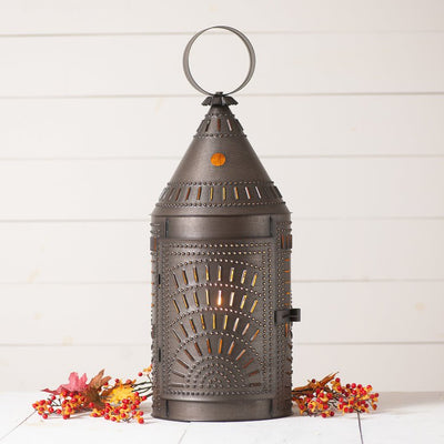 Country LightingPUNCHED TIN LANTERN TABLE LAMP Handcrafted 27" Blacksmith's Light with Chisel PatternlanternlightSaving Shepherd