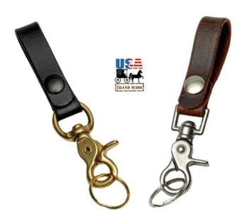 Key ChainTRIGGER CLIP LEATHER KEYCHAIN - Solid Brass or Stainless Steel Key RingbrassclipSaving Shepherd