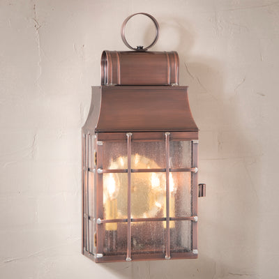 Country LightingLANTERN WALL LIGHT Antique Copper with Seedy Glass Colonial Outdoor Lampbar'barsCandleSaving Shepherd