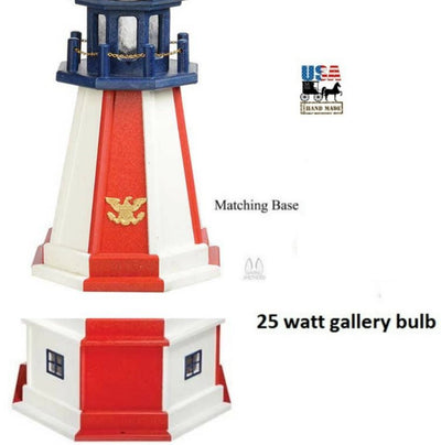 LighthouseOLD GLORY FLAG LIGHTHOUSE - Red White & Blue Stars & Stripes Working LightAmericalighthousePatriotic2 FeetYes (Lighthouse + Base + Revolving gallery bulb + Interior LightingWoodSaving ShepherdSaving Shepherd