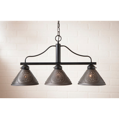 Country LightingBAR ISLAND LIGHT - Iron Metal Chandelier with Punched Tin Shades USAbarceilingSaving Shepherd