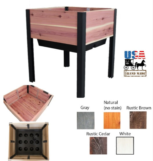 self-watering elevated cedar planter box Raised Garden Bed 2' x 2' RAISED GARDEN BED – Saving Shepherd