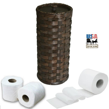 Basket3 ROLL TOILET TISSUE STACKER - Hand Woven Paper Holder TP Basket & LidAmishbasketSaving Shepherd