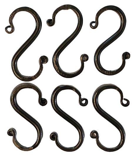 Handmade Wrought Iron Ornate 3 S Hooks Set of 6 | Shop Now!