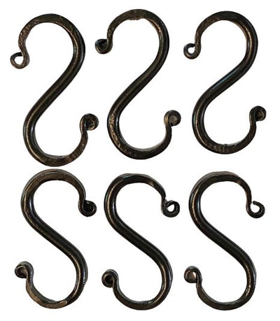 Norman Beiler Metalcraft6 Wrought Iron S Hooks - 3" Hand Forged with Scrolls (Set of Six)blacksmithironSaving Shepherd