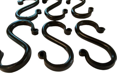 Norman Beiler Metalcraft6 Wrought Iron S Hooks - 3" Hand Forged with Scrolls (Set of Six)blacksmithironSaving Shepherd