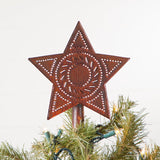 CHRISTMAS TREE STAR - Handcrafted Punched Topper in Rustic & Blackened Tin