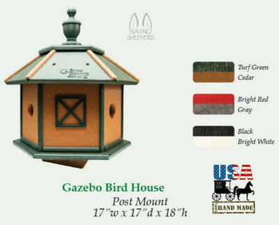 Birdhouse3 ROOM GAZEBO BIRDHOUSE - Weather Fade & Rot Proof Poly Amish USAbirdbird houseSaving Shepherd