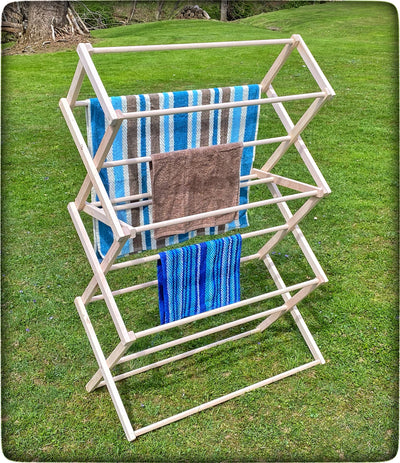 FOLDING DRYING RACK - Amish Handmade 36W x 52½H x 17D Maple Wood Clothes Laundry Hanger