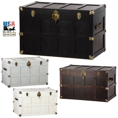Steamer Trunks & Cedar Chests36½" AMISH STEAMER TRUNK - Handmade Hope Chest with Brass & Leather USAAmishbedroomSaving Shepherd