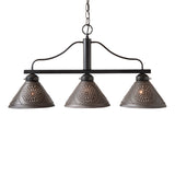 BAR ISLAND LIGHT - Iron Metal Chandelier with Punched Tin Shades USA