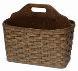 MAGAZINE RACK - Hand Woven Natural Reed Basket with Wood Divider Handle