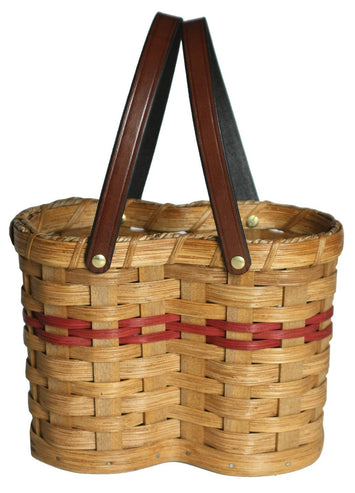 Wine BasketDOUBLE WINE BOTTLE HOLDER - Hand Woven Natural Reed Drink BasketAmishbasketSaving Shepherd