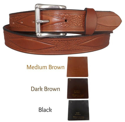 BeltsEMBOSSED "DIAMOND BURST" BELT - Thick English Bridle LeatherAmish work beltbeltSaving Shepherd