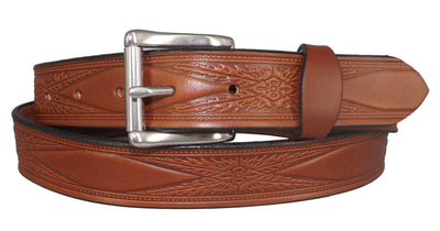 BeltsEMBOSSED "DIAMOND BURST" BELT - Thick English Bridle LeatherAmish work beltbeltSaving Shepherd