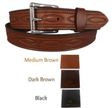 EMBOSSED "OVAL RIVETS & ROPE" BELT - Thick English Bridle Leather