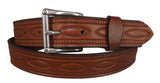 EMBOSSED "OVAL RIVETS & ROPE" BELT - Thick English Bridle Leather