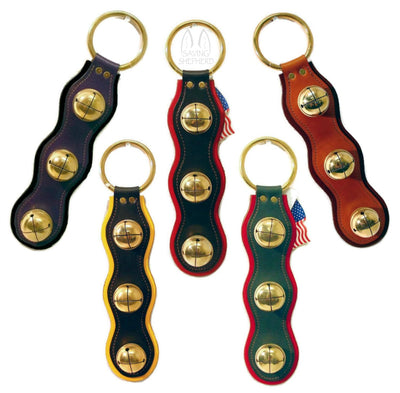 Door Chime2 LAYER LEATHER STRAP w/ 3 SOLID BRASS SLEIGH BELLS - 5 Colors - Amish Handmade USAbellbellsSaving Shepherd