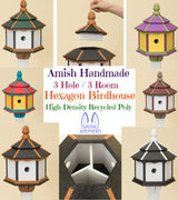 Birdhouse3 ROOM HEXAGON BIRDHOUSE - Large Amish Handmade Weatherproof Poly ~ Post Mount in 6 ColorsbirdbirdhouseSaving Shepherd