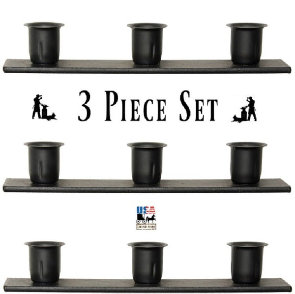 Window Sill Canlde Holder3 TRIPLE CANDLE WINDOW SILL HOLDER - Set of Three Wrought Iron StandsaccentAmish BlacksmithSaving Shepherd