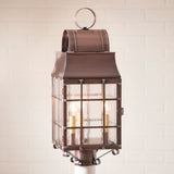 OUTDOOR POST COLONIAL LANTERN Large 3 Candle Antique Copper with Handmade Bars
