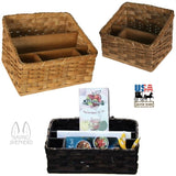 AMISH DESK ORGANIZER - Hand Woven Reed Basket in 2 Sizes & 13 Finishes USA