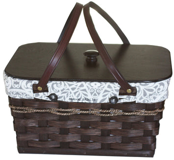 BasketCARRY ALL BASKET & LID - Hand Woven with Saddle Leather HandlesbasketbasketsSaving Shepherd