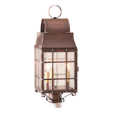 OUTDOOR POST COLONIAL LANTERN Large 3 Candle Antique Copper with Handmade Bars