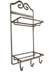 Wrought Iron Rack2 SHELF & 3 HOOK RACK - Wrought Iron Scroll Wall Mount OrganizerSaving ShepherdSaving Shepherd