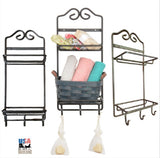 Wrought Iron Rack2 SHELF & 3 HOOK RACK - Wrought Iron Scroll Wall Mount OrganizerSaving ShepherdSaving Shepherd