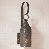 COLONIAL LANTERN WALL SCONCE Punched Tin in Kettle Black  USA
