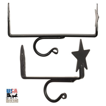 Wrought IronCURTAIN ROD & SHELF BRACKET SET - Hand Forged Wrought Iron with Country StarAmish Blacksmithcountry accentSaving Shepherd